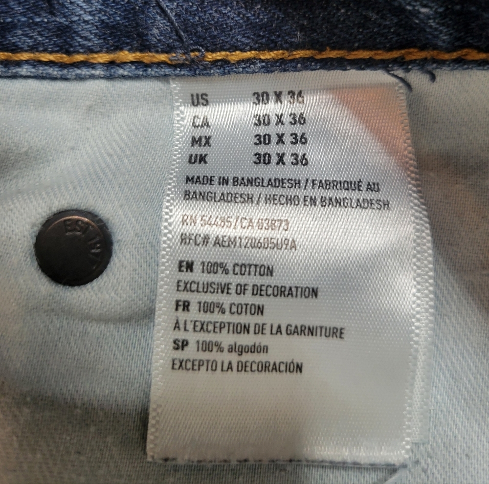 American Eagle Outfitters Dark Blue Straight Jeans Size 30X36 - Picture 8 of 9
